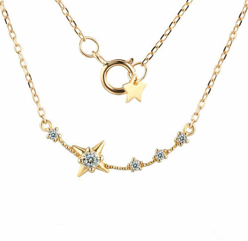 9K/14K/18K gold Polaris stars jewellery natural topaz pendant necklace